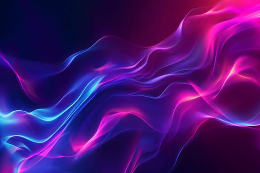 Abstract colorful gradient wavy energy flow on black background. Neural network generated image. Not based on any actual scene or pattern.