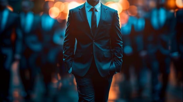 Confident Businessman Leading Corporate Team