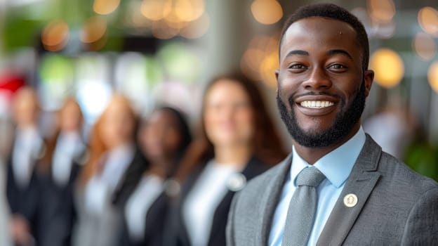 Confident African American Businessman Leading Team