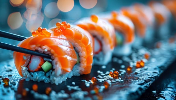 Elegant Sushi Roll with Salmon and Caviar