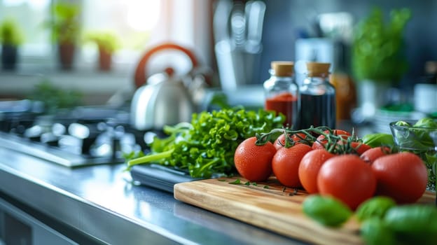 Fresh Vegetables Prepared in Modern Home Kitchen
