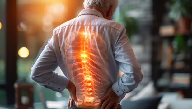 Senior Man Experiencing Back Pain at Home