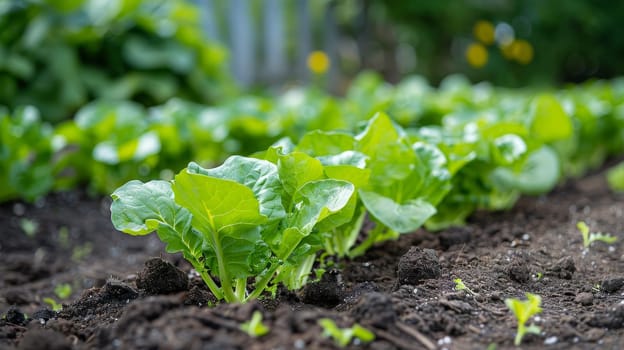 Lush Green Lettuce Plants in Organic Garden