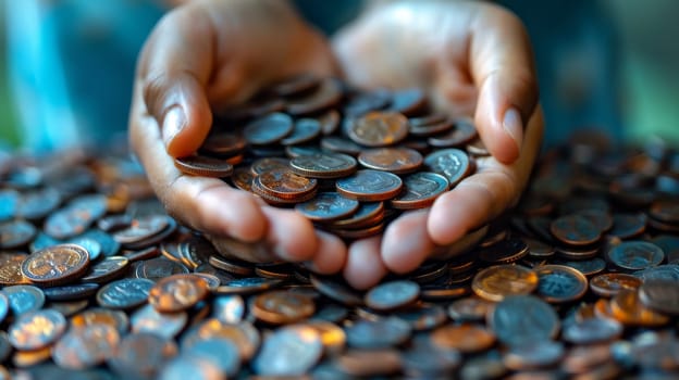Child Holding a Handful of Coins