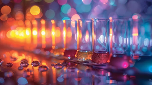 Vibrant Reflections on Laboratory Beakers