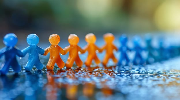 Colorful Miniature People Showcasing Unity and Teamwork