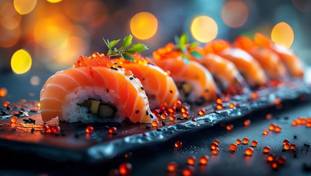 Sushi Roll with Salmon and Caviar
