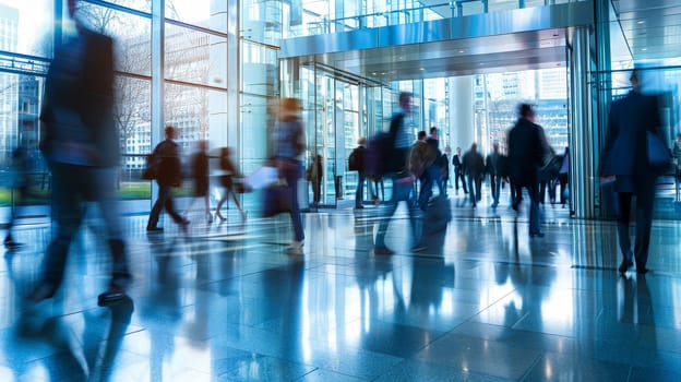 Dynamic Business Professionals in Spacious Corporate Lobby