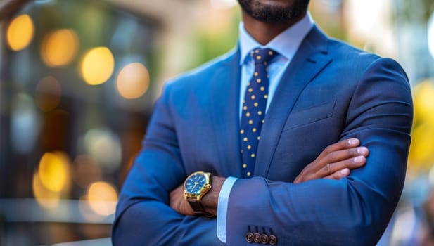 Successful African American businessman in blue suit