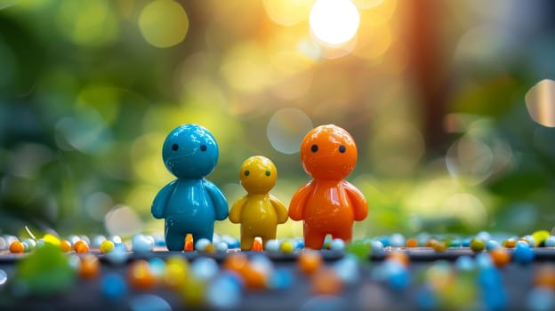 Miniature Family Enjoying Sunny Day in Park