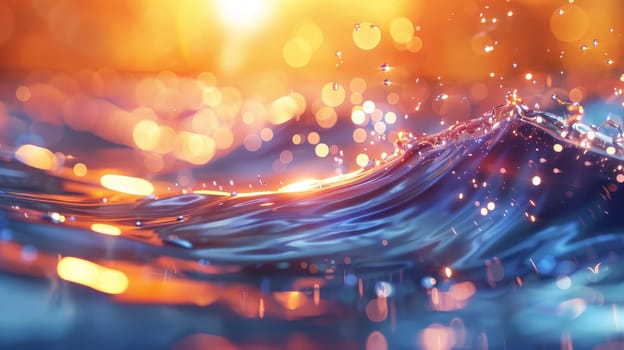 Glistening Water Drops on Vibrant Wave