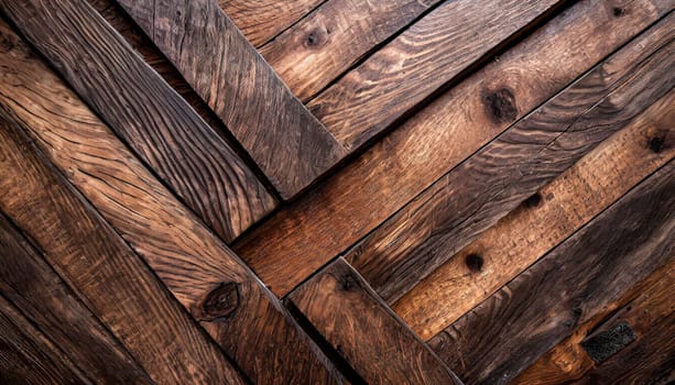 Natural wood texture. Wood background. Dark rustic planks table top flat lay view.