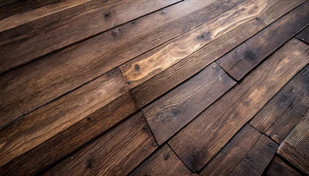 Natural wood texture. Wood background. Dark rustic planks table top flat lay view.
