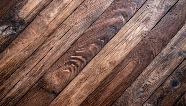 Natural wood texture. Wood background. Dark rustic planks table top flat lay view.