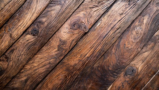 Natural wood texture. Wood background. Dark rustic planks table top flat lay view.