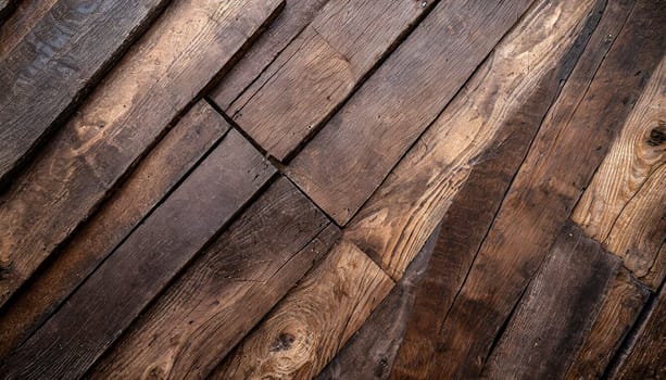 Natural wood texture. Wood background. Dark rustic planks table top flat lay view.