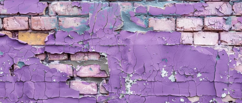 A uniform layer of purple coats a brick wall, the monochrome palette punctuated by subtle textures and the passage of time
