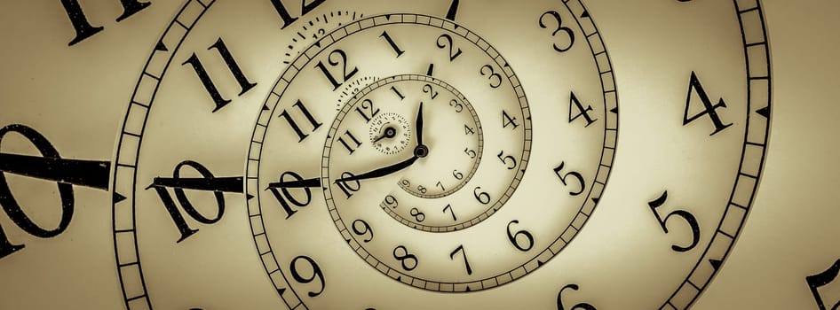 Time background. Concept of hypnosis, past, future. Round spiral, droste geometric graphic.