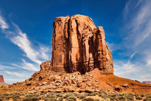 Monument Valley horizon, US, Navajo canyon park. Scenic sky, nature and rock desert.
