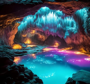 Glowing Caverns. An underground wonderland, a cavern adorned with luminescent crystals. Their soft glow reveals winding tunnels, reflecting pools, and the promise of hidden treasures.