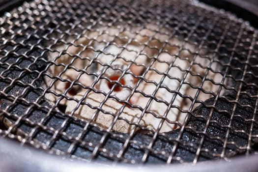 Metal grilled and charcoal in japanese restaurant