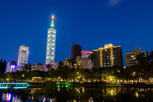 Taipei, Taiwan 14 September 2023: Taipei city landmark at in the evening
