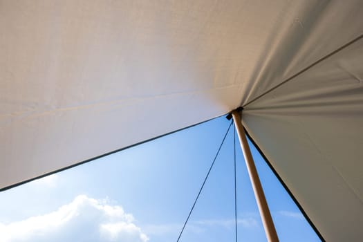 Camping tent with the blue sky