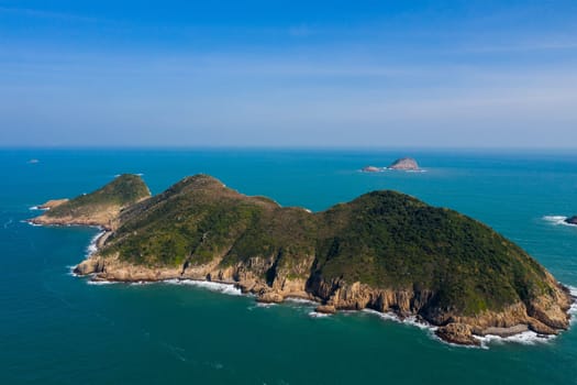 Aerial view of Hong Kong Sai Kung Ninepin Group island