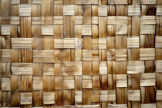 Flat full-frame seamless texture of wicker bamboo wall. Neural network generated image. Not based on any actual scene or pattern.