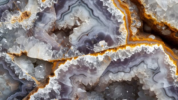 Geode rock texture, background and wallpaper. Neural network generated image. Not based on any actual scene or pattern.
