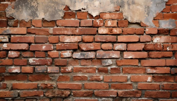 Fragment of old brickwork, close-up. Red brick wall. Potholes and defects in a brick wall. Flat lay, close-up. Cracks and defects of red brick on the wall. building houses, texture