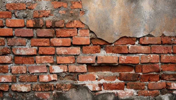 Fragment of old brickwork, close-up. Red brick wall. Potholes and defects in a brick wall. Flat lay, close-up. Cracks and defects of red brick on the wall. building houses, texture