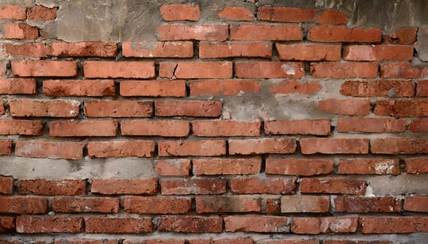 Fragment of old brickwork, close-up. Red brick wall. Potholes and defects in a brick wall. Flat lay, close-up. Cracks and defects of red brick on the wall. building houses, texture