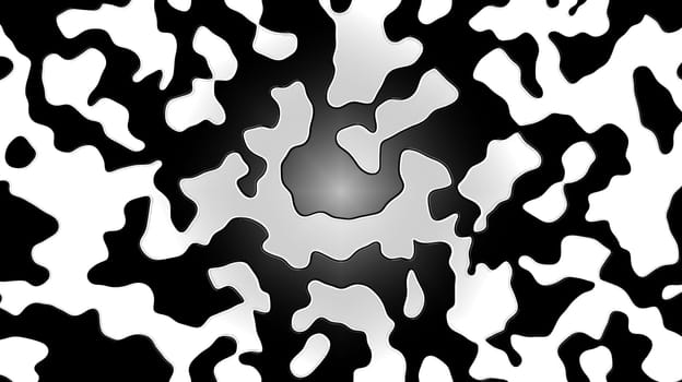 Abstract image in the form of zigzag camouflage black spots on a white background
