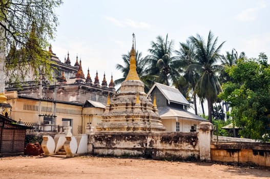 Pagan, Myanmar - August 23, 2015: Valley of a thousand pagodas in Myanmar. The ancient religious city of Pagan with pagodas and shrines.