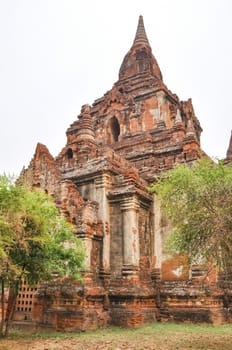 Valley of a thousand pagodas in Myanmar. The ancient religious city of Pagan with pagodas and shrines.