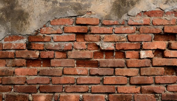 Fragment of old brickwork, close-up. Red brick wall. Potholes and defects in a brick wall. Flat lay, close-up. Cracks and defects of red brick on the wall. building houses, texture