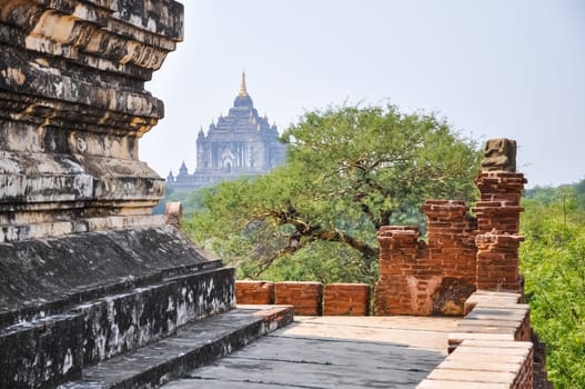 Valley of a thousand pagodas in Myanmar. The ancient religious city of Pagan with pagodas and shrines.