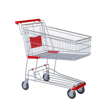 empty shopping cart isolated on a white background 3d render