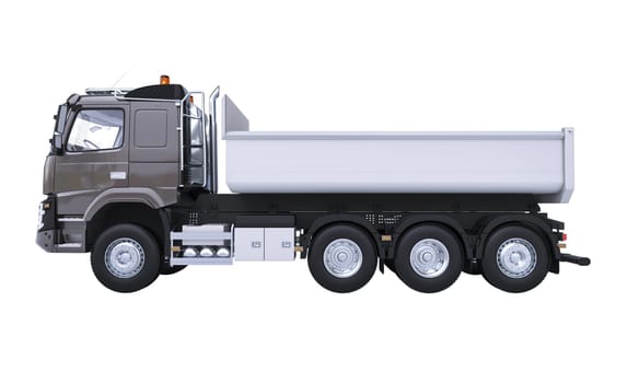 Side view of a modern tanker truck isolated on a white background. 3d render