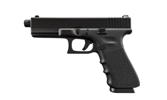 Modern semi-automatic pistol isolated on a white background. 3d render