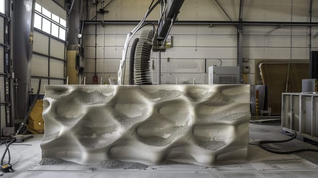 intricately carving a large stone sculpture, generated by ai