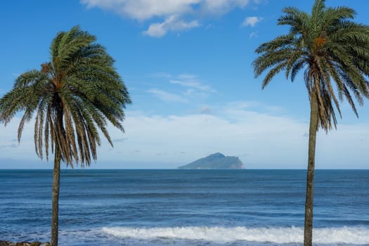 Sunny day with Guishan Island in Yilan of Taiwan