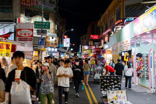 Taichung, Taiwan 25 October 2023: Yizhong Street in Taichung city at night