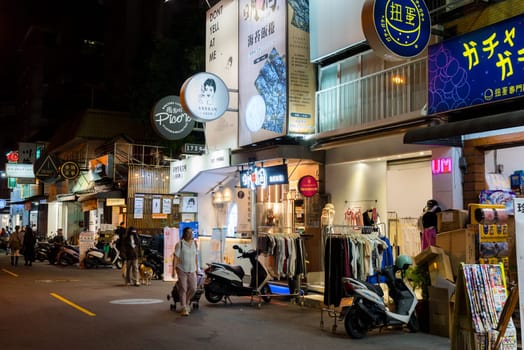 Taichung, Taiwan 25 October 2023: Yizhong Street in Taichung city at night