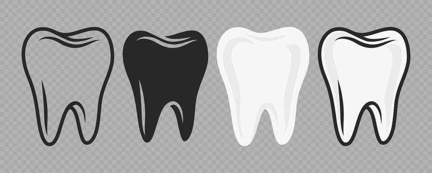 Vector Cartoon Tooth. Design Template for Promoting Dental Care and Toothpaste. Healthy Oral Hygiene Concept. Flat Vector Tooth. Front View.