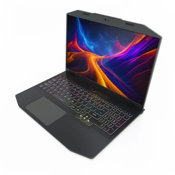 Generic gaming laptop computer isolated on white background. 3D illustration.