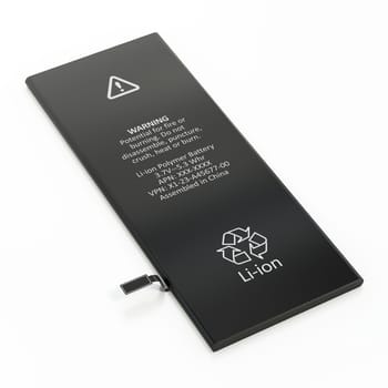 Spare smartphone battery isolated on white background. 3D illustration.
