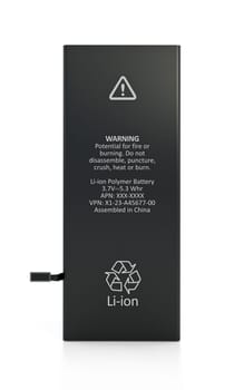 Spare smartphone battery isolated on white background. 3D illustration.