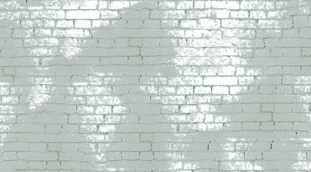 An old white brick wall with gray paint spots on the surface in close-up